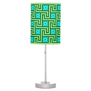 Deco Greek Key, Turquoise and Jade Green Table Lamp