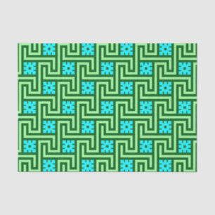 Deco Greek Key, Turquoise and Jade Green Tissue Paper
