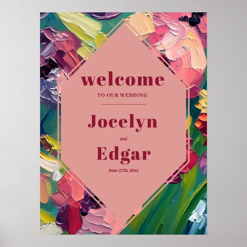 Deco Groovy Oil Painting Wedding Welcome Poster