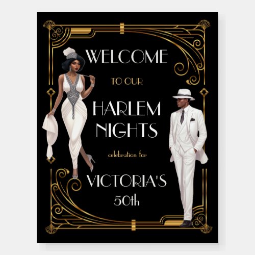 Deco Harlem Nights Flapper and Gentleman Welcome Foam Board
