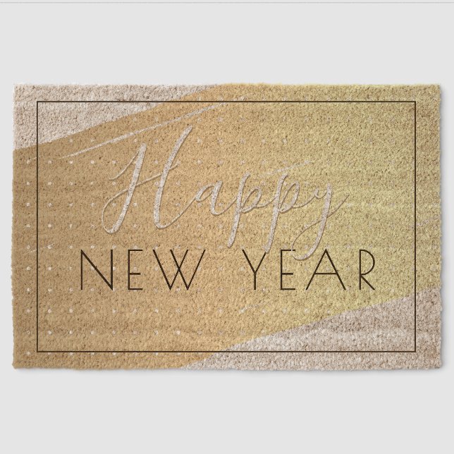 Deco Inspired Happy New Year  Fiber Doormat (Front)
