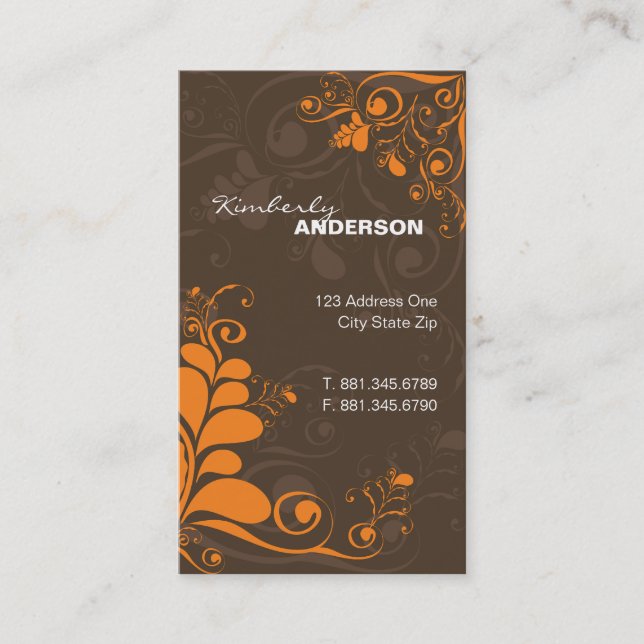 Deco Leaves Swirls Nature Rustic Art Profile Card (Front)