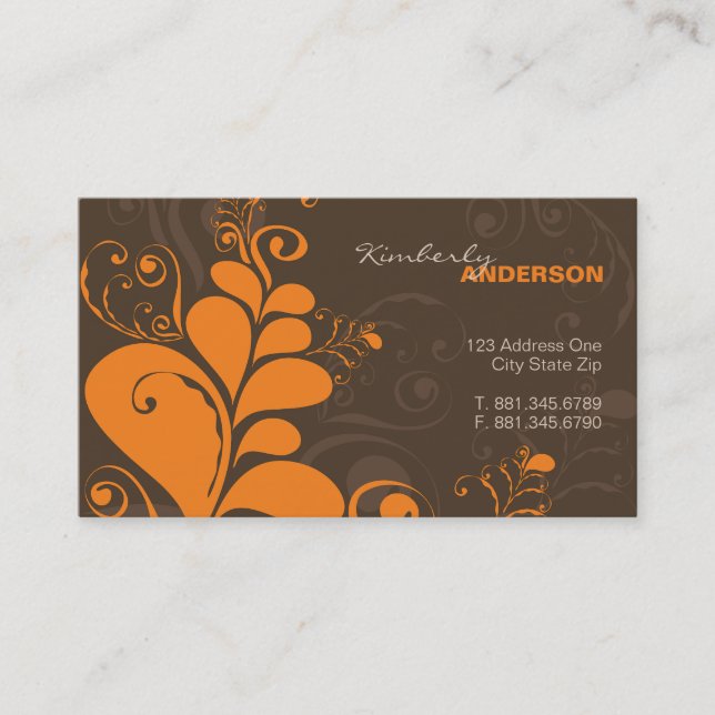 Deco Leaves Swirls Nature Rustic Art Profile Card (Front)