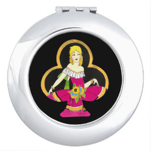 Deco lucky lady clubs vintage image makeup mirror