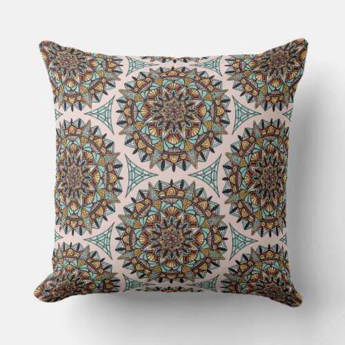 Deco Mandala Pattern Throw Pillow