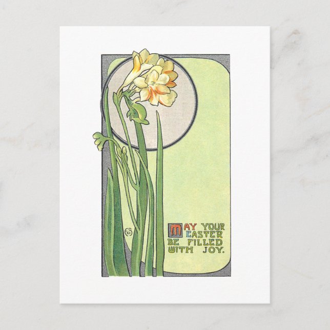 Deco Moderne Style Easter Daffodils Postcard (Front)