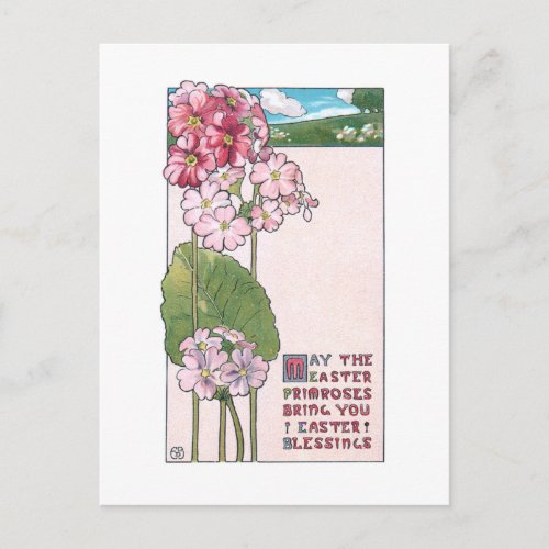 Deco Moderne Style Easter Primroses Postcard