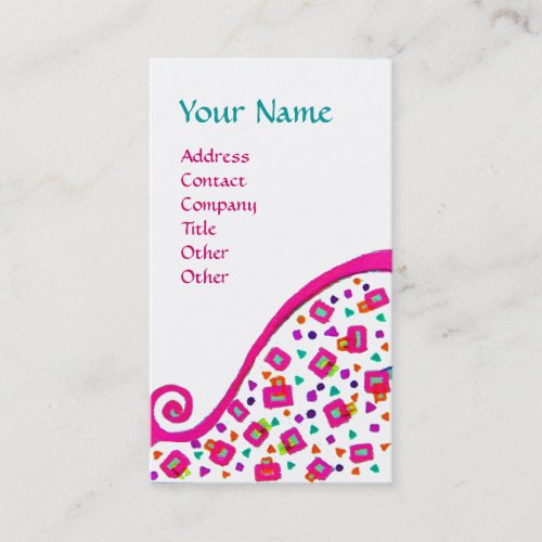 DECO MONOGRAM Abstract Pink Fuchsia White Business Card