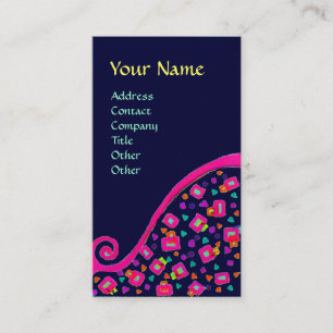 DECO MONOGRAM , Pink Fuchsia Blue Business Card