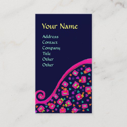 DECO MONOGRAM  Pink Fuchsia Blue Business Card