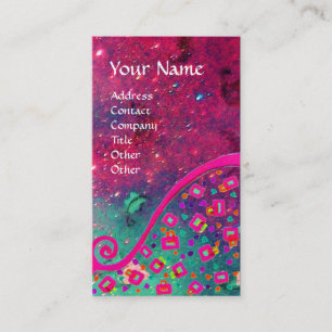 DECO MONOGRAM , Pink Fuchsia  Green Sparkles Business Card