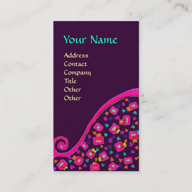 DECO MONOGRAM , Pink Fuchsia Purple Business Card (Front)