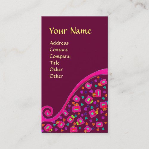 DECO MONOGRAM  Pink Fuchsia Purple Business Card