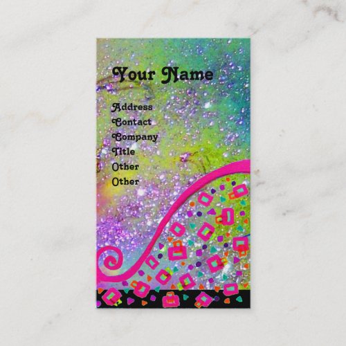 DECO MONOGRAM Yellow Pink Fuchsia Violet Sparkles Business Card