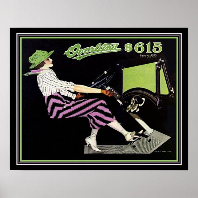 Deco "Overland" Roadster Ad- Coles Phillips 16x20 Poster (Front)