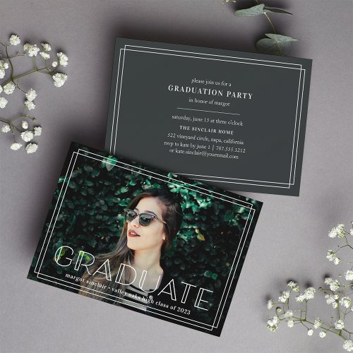 Deco Overlay  Photo Graduation Party Invitation