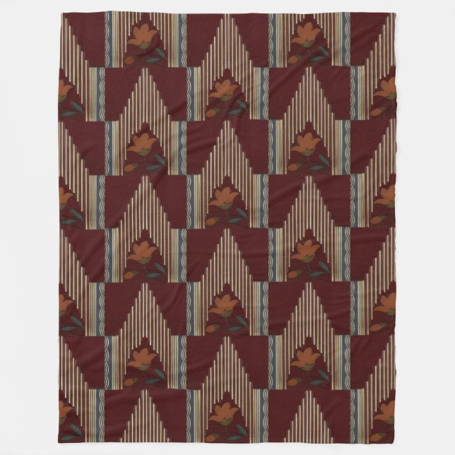 Deco Pattern With Flower And Spire Fleece Blanket (Front)