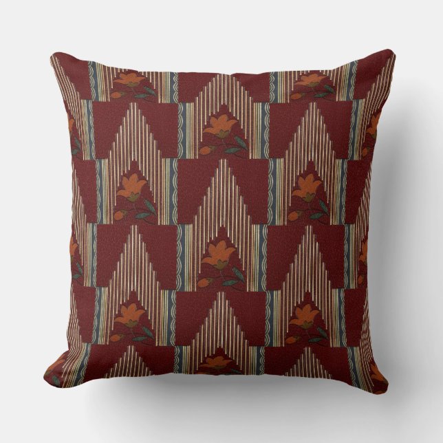 Deco Pattern With Flower And Spire Throw Pillow (Front)
