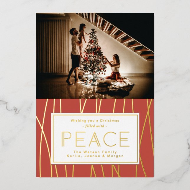 Deco Peace Foil Christmas Holiday Card (Front)