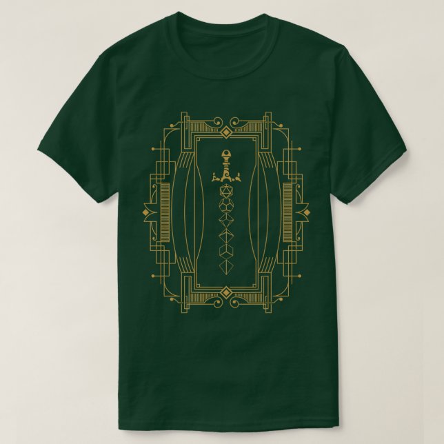 Deco Polyhedral Dice Sword 20s T-Shirt (Design Front)