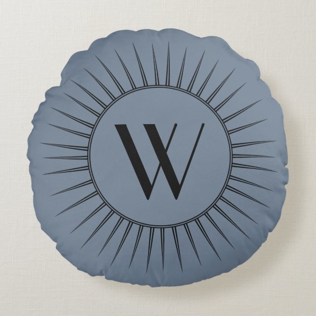 Deco Retro Monogram Round Pillow (Front)