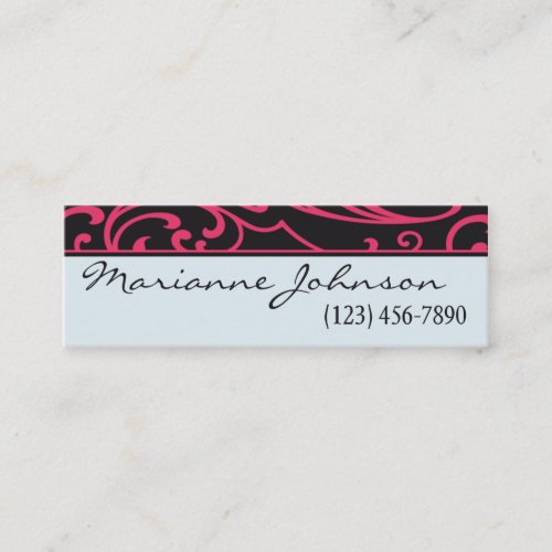 Deco Retro Pink and Black Profile Card Business Card Template