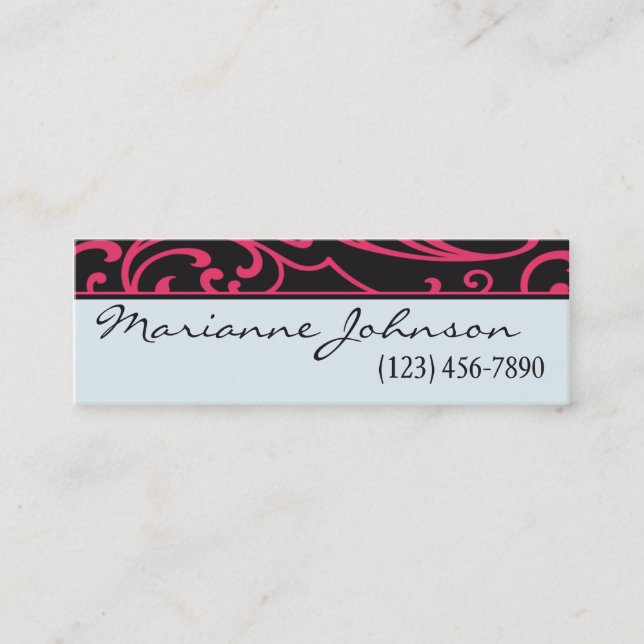 Deco Retro Pink and Black Profile Card (Front)