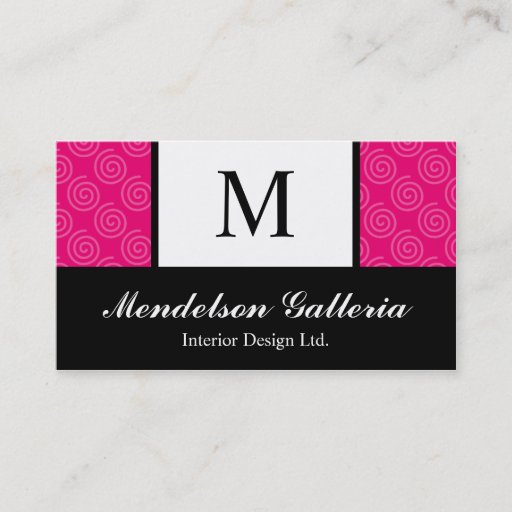 Customizable Deco Retro Swirl Hot Pink Company Business Card
