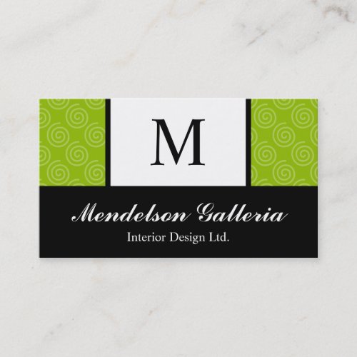 Deco Retro Swirl Lime Company Business Card