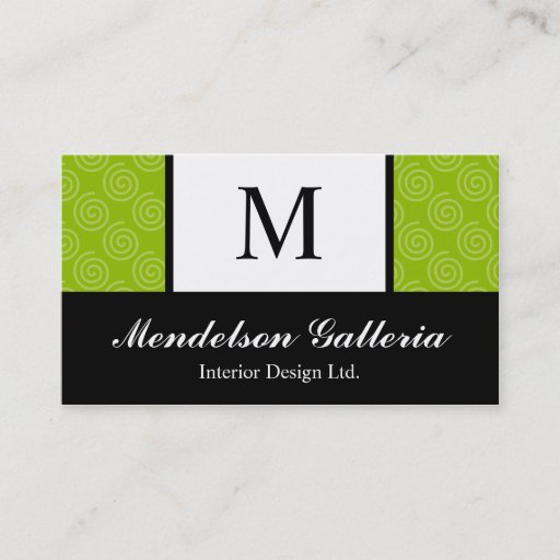 Customizable Deco Retro Swirl Lime Company Business Card
