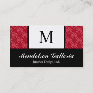Deco Retro Swirl Red Company Business Card
