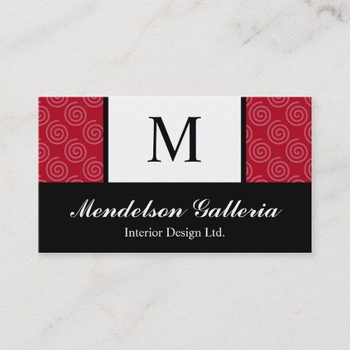 Deco Retro Swirl Red Company Business Card