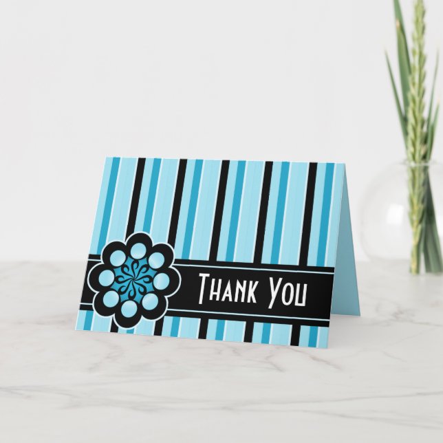 Deco Retro Thank You Card Blue (Front)