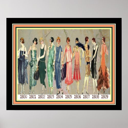 Deco Roaring Twenties Fashion Timeline 16 x20 Poster