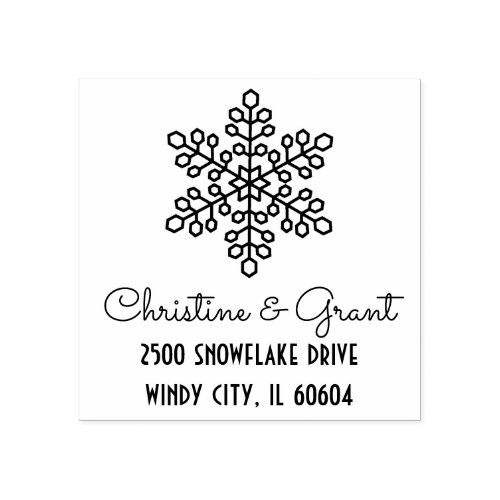 Deco Snowflake Script Holiday Rubber Stamp