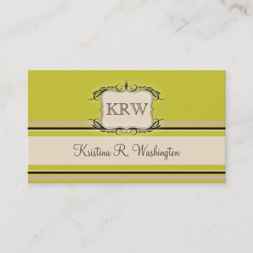 Customizable Deco Stripes Warm Olive Business Card