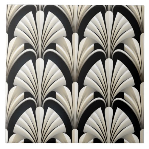 Deco Style Pattern White Wings Ceramic Tile