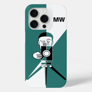 Deco style photographer and camera iPhone 15 pro case