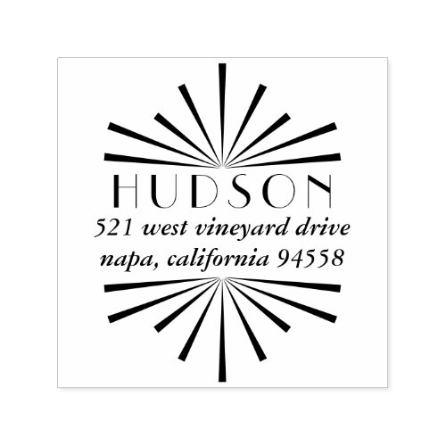 Deco Sunburst Return Address Stamp