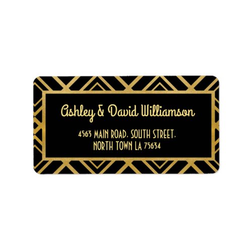 Deco Wedding Gold Return Address Label Art 1920s