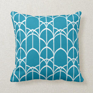 Deco Windows Pillow (Coral Blue)