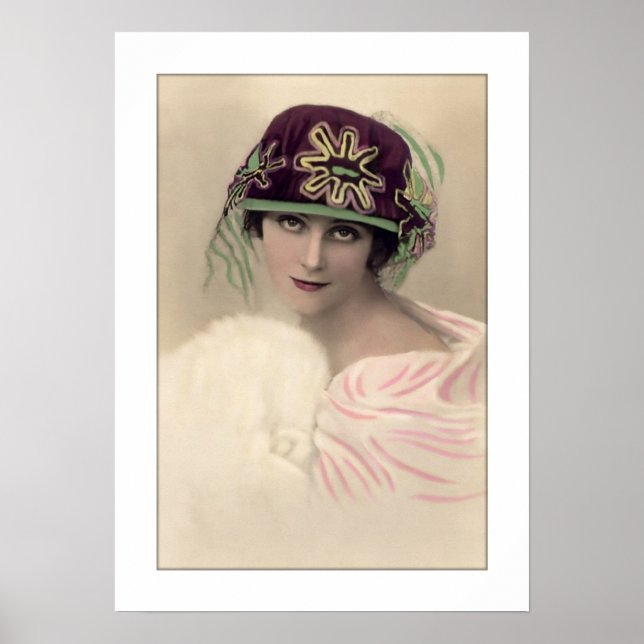 deco woman hat and stole cape poster (Front)