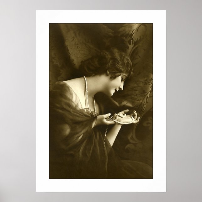 deco woman ornate drapery pearls poster (Front)