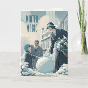 Deco Yuletide First Snowfall Modern Christmas Holiday Card