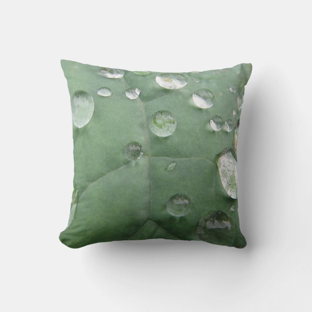 Decocased drop of water on green throw pillow (Front)