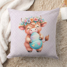 Decoccushions with an Easter Highland cow