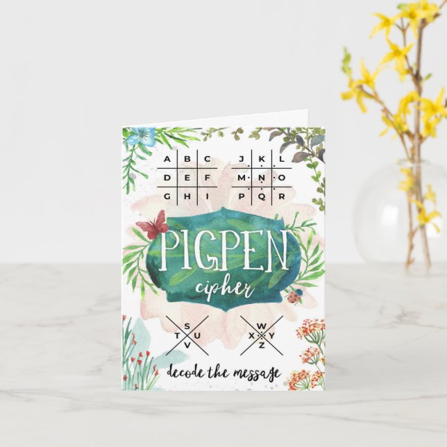 Decode Your Message with the Pigpen Cipher Card (Yellow Flower)