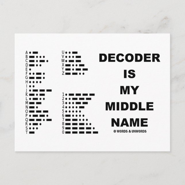 Decoder Is My Middle Name (Morse Code) Postcard (Front)