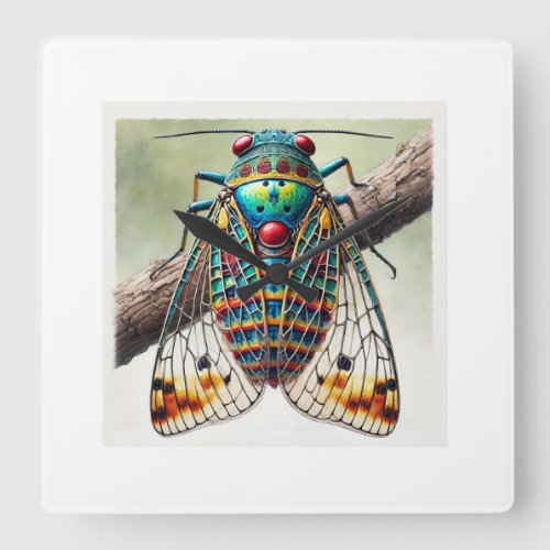 Decodes Insect 040724IREF114 _ Watercolor Square Wall Clock