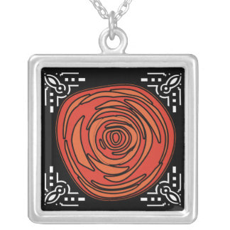 Decofied Rose (Square) Silver Plated Necklace